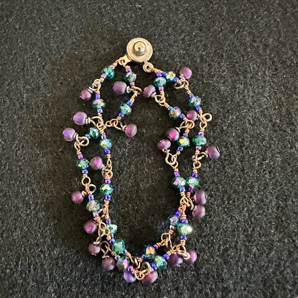 Chic Beaded Bracelet with Purple and Blue Accents
